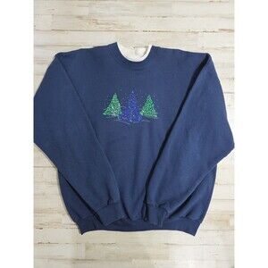 Vintage MCcc Energy Christmas Tree Blue Sweatshirt Size XL